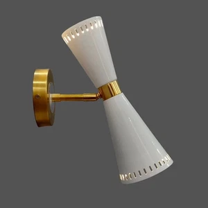 1950'S MID-CENTURY-MODERN BRASS WALL SCONCE VTG SPUTNIK WALL FIXTURE LAMP - Picture 1 of 3