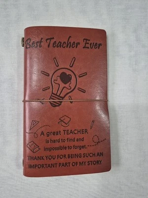 Best Teacher Ever Engraved Leather Journal Notebook Diary Gift Brand New - Image 1 of 4