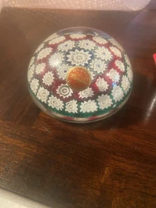 Vintage Murano Italien Millefiori Floral Art Glas Briefbeschwerer - Bild 1 von 5