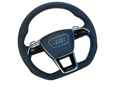 Audi A6 A7 A8 Q8 E-tron 4K 4N 4M OEM ALCANTARA RS-line Steering Wheel Paddles - Image 1 of 4