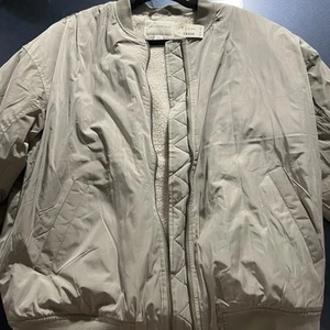 Aeropostale Bomber Jacket Men’s Sz Medium Tan Khaki NWT Faux Fur Interior - Picture 1 of 6