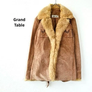 Grandtable Leather Jacket Pigskin Rabbit Fur Brown Real Leather Fur Coat - Picture 1 of 24