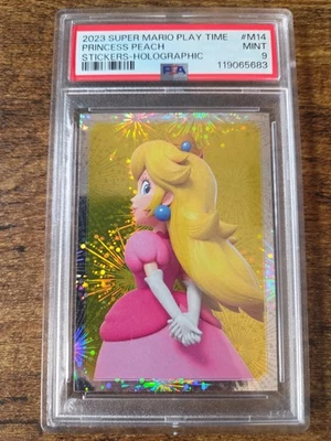 2023 Super Mario Play Time Princess Peach Sticker Holo PSA 9 Mint #M14 Pop 1! - Image 1 of 4