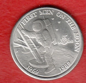REPUBLIC OF MARSHAL ISLAND 5 DOLLARS 1969-189 FIRST MEN ON THE MOON - Picture 1 of 2