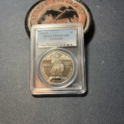 1992-P Columbus Silver Commemorative Dollar PR69DCAM PCGS - Image 1 of 4