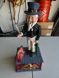 Uncle Sam Mechanische Münzbank Gusseisen Metall - Bild 1 von 6