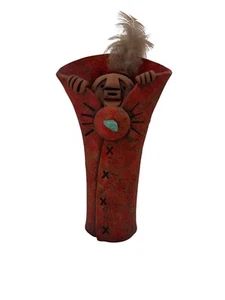 Lisa Lamonthe Pottery Blanket Person Turquoise Taos '93 Native American RARE - Picture 1 of 8