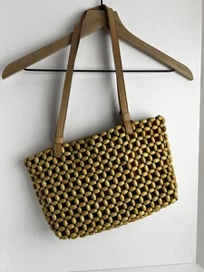 THE SAK Vintage Light Wooden Boho Chic Beaded Satchel Handbag Shoulder Bag Purse - Picture 1 of 8