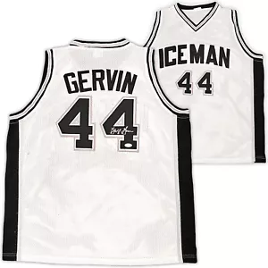SAN ANTONIO SPURS GEORGE GERVIN AUTOGRAPHED WHITE JERSEY JSA STOCK #215714 - Picture 1 of 6