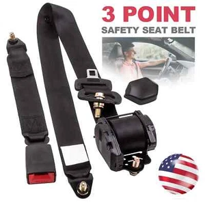 Universal 3-Point Retractable Car Seat Belt Auto Safety Strap Buckle Locking - Foto 1 di 13