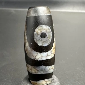 Vintage Indo Tibetan 2 Eyes rare Patterns Dzi agate Amulet Bead - Picture 1 of 9