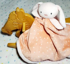 23x23 Modern Moments by Gerber Bunny Rabbit Plush Lovey Pink Coral Polka Dot Big - Picture 1 of 14