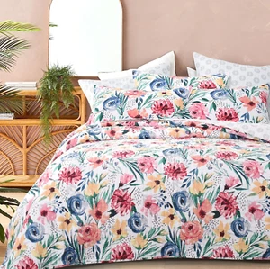 Twin Quilt Set 2-Piece Bedspread Reversible Quilted Bedding 100% Cotton Coverlet - Picture 1 of 6