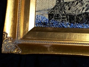 Original Bluebonnet Landscape Abandoned Barn Wind Will Gold Ornate Frame Vintage - Picture 1 of 10