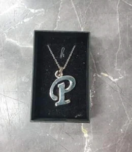 Alphabet Birthday Silver 20cm Chain 2.5cm Letter P Rhinestone Crystals Necklace - Picture 1 of 1
