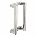Polished Stainless 24" Glass Mounted Offset Square Back-to-Back Pull Handle