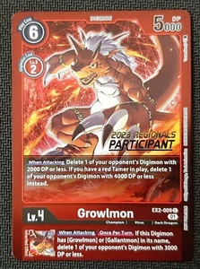 Digimon TCG - Growlmon - EX2-009 Promo Regionals ENG NM - Imagen 1 de 2