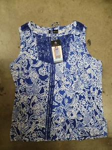 Rafaella Ladies Sleeveless Split Neck With Fabric Tie Fashion Top Small - Picture 1 of 2