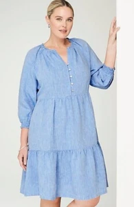 J. Jill ~ L ~ NEU Leinenkleid mit Rüschenausschnitt ~ Neu mit Etikett (1T8) - Bild 1 von 7
