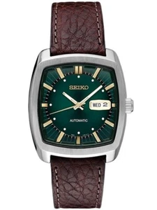 New Seiko Recraft Automatic Green Dial Brown Leather Strap Men's Watch SNKP27 - Picture 1 of 1