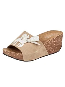 Heine Damen Veloursleder-Pantolette, beige - Bild 1 von 4
