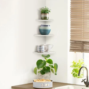 3Pcs Corner Floating Bookshelves Wall Mounted Storage Shelf Rack Home Furniture - Picture 1 of 12
