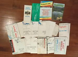 Vintage Alabama Map Lot Highway Lake Travel 1970s Guntersville Weiss Jordan - Bild 1 von 6