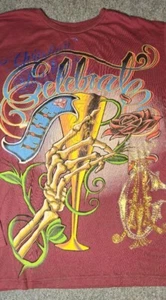 Christian Audigier Shirt Langarm Strass Celebrate Life Cheers, XXL 2XL  - Bild 1 von 18