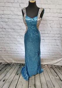 G326 SPLASH JE107 TURQ SZ 0 $199.99 PROM FORMAL PROM BLACK TIE DRESS GOWN - Picture 1 of 11