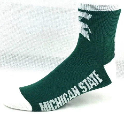 Michigan State Spartans Green & White Stripe Ankle Quarter Socks Cover