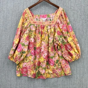Lauren Conrad Top Womens Plus Size Multicolor Floral Square Neck NWOT - Picture 1 of 9
