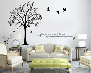 X-Large Birds Tree Branch Wall Stickers Vinyl Decals UK RUI247 - Picture 1 of 8