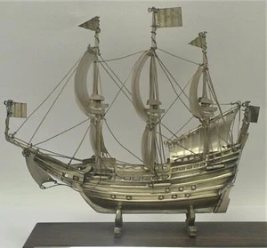 Niederländisches massives Silber Miniatur-Segelschiff (De Zeven Provincien) - getestet 1977 - Bild 1 von 12