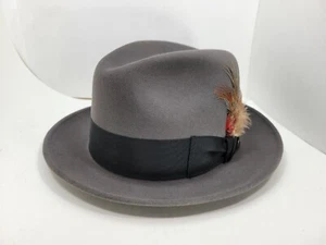 DOBBS DAYTON STEEL GRAY FUR FELT HAT FEDORA MADE IN USA - Picture 1 of 8