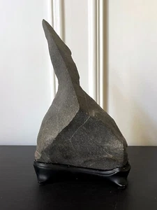 Abstract Scholar Rock Viewing Stone on Wood Stand - Picture 1 of 10