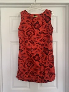 Vintage 60s Ui Maikai Red Hawaiian 100% Cotton Shift Sheath Dress Frock S M - Picture 1 of 9