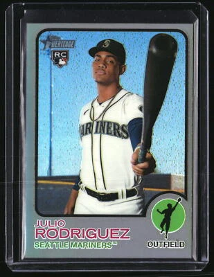 2022 Topps Heritage Julio Rodriguez Chrome Silver Refractor RC #154/373 - Image 1 of 2