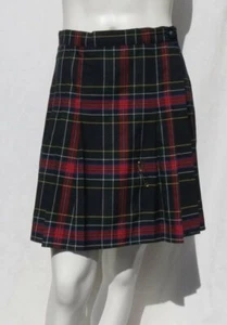 Vtg ROBYNE & DIANE Tartan Plaid Washable Wrap Over Knee Kilt Skirt Jrs 9 USA S 4 - Picture 1 of 5