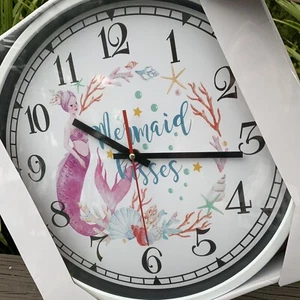 Meerjungfrau Küsse Analog Wanduhr Meer Meer Strand Hängend Wandbild Ozean Meer - Bild 1 von 2