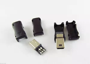 10pcs Mini USB 5 Pin Male Plug Socket Connector with Plastic Cover for DIY - Picture 1 of 2
