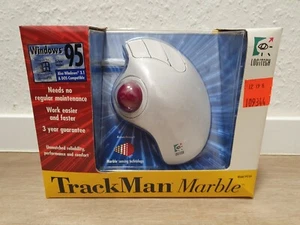 Logitech Trackman Marble Souris Ordinateur Windows 95 Dos Vintage #4164 Neuf+ - Afbeelding 1 van 9