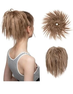 CJL HAIR Tousled Updo Messy Bun Hair Piece Straight Curly Mix Ponytail... - Picture 1 of 3