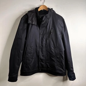 Banana Republic Jacket Mens Large Navy Blue Hooded Quilted Lined Zip Parka Coat - Picture 1 of 15