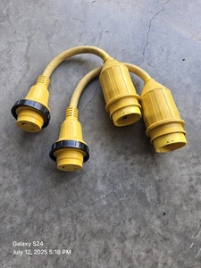 Marinco Pigtail Adapters, 50A 125V 3wire/1 Leg Male (To) 30A 125V Female &collar - Picture 1 of 10