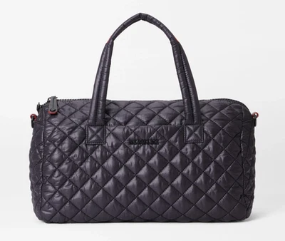 MZ WALLACE Small Metro Satchel Quilted Nylon Boston Barrel Bag ~NWT~ Black Rec - Image 1 of 4