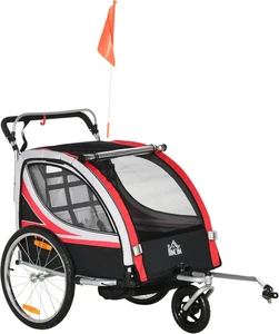 Rimorchio Bici per Bambini E Passeggino, Design 2 in 1 Con Freno, Cintura a 5 Pu - Foto 1 di 12