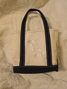 VTG L.L BEAN Boat And Tote Small 12x10x5 Black And White Personalized Horse - Picture 1 of 13