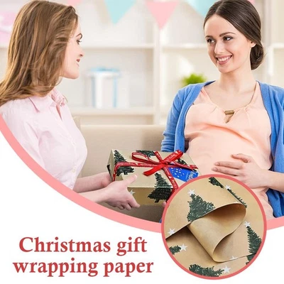 1 Roll Christmas Tree Gift Wrapping Paper Christmas and Birthday Decoratio D2P3 - Image 1 of 4