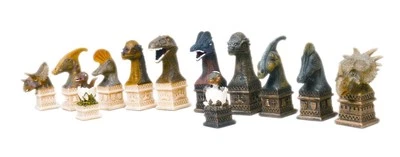 New Hand Painted Dinosaur Chess 32 Piece Set-Designed by Ben Homer (pieces only) - Image 1 of 4