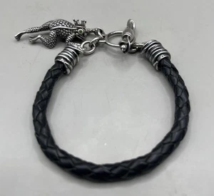 Bracciale BARRY KIESELSTEIN Ster Argento Rana Principe Charm Cordoncino Pelle Tg7,5 2010 - Foto 1 di 12